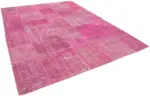 Patchwork Pembe Pamuk Üzerine Yün El Dokuma Kilim-250x350 - Görsel 2