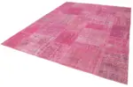 Patchwork Pembe Pamuk Üzerine Yün El Dokuma Kilim-250x350 - Görsel 3