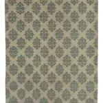 Damalı Modern Dizayn Geometrik Bej Pamuk Üstü Yün El Dokuma Halı-214x284