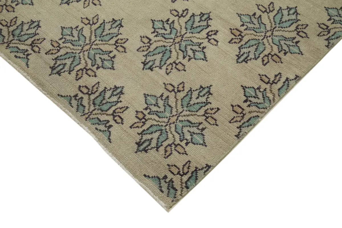 Damalı Modern Dizayn Geometrik Bej Pamuk Üstü Yün El Dokuma Halı-214x284 - Görsel 4