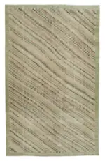 Damalı Modern Dizayn Geometrik Bej Pamuk Üstü Yün El Dokuma Halı-173x274