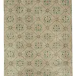 Damalı Modern Dizayn Geometrik Bej Pamuk Üstü Yün El Dokuma Halı-174x275