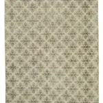 Damalı Modern Dizayn Geometrik Bej Pamuk Üstü Yün El Dokuma Halı-210x313