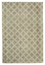 Damalı Modern Dizayn Geometrik Bej Pamuk Üstü Yün El Dokuma Halı-210x313