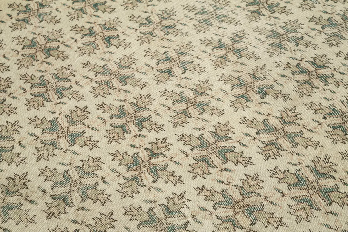 Damalı Modern Dizayn Geometrik Bej Pamuk Üstü Yün El Dokuma Halı-210x313 - Görsel 5