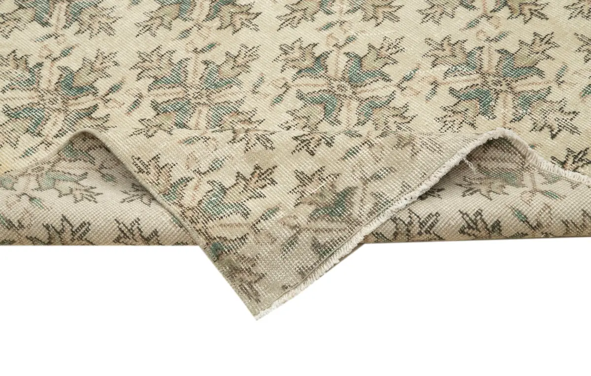 Damalı Modern Dizayn Geometrik Bej Pamuk Üstü Yün El Dokuma Halı-210x313 - Görsel 6