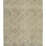 Damalı Modern Dizayn Geometrik Bej Pamuk Üstü Yün El Dokuma Halı-145x316