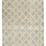 Damalı Modern Dizayn Geometrik Bej Pamuk Üstü Yün El Dokuma Halı-199x273