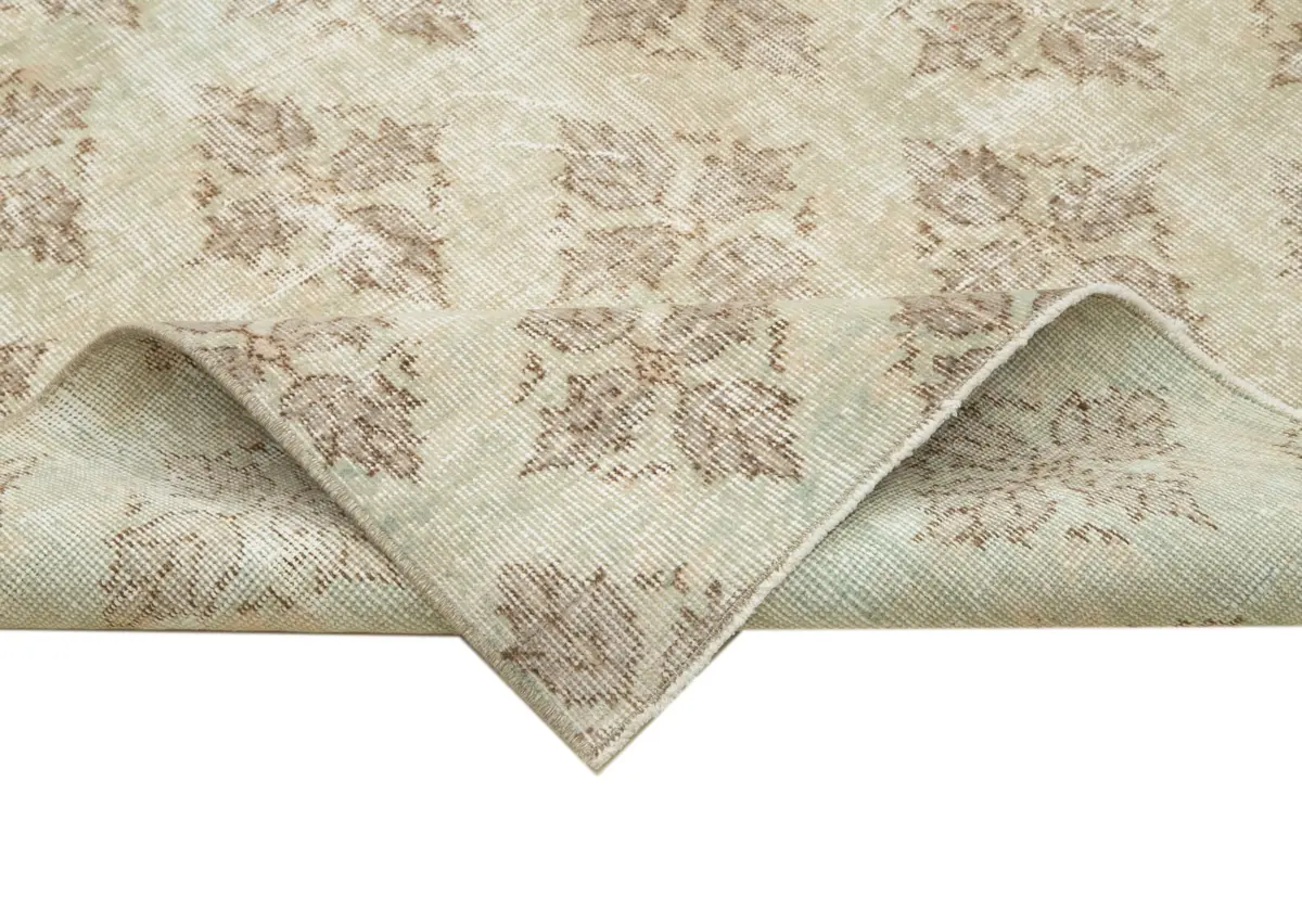 Damalı Modern Dizayn Geometrik Bej Pamuk Üstü Yün El Dokuma Halı-199x273 - Görsel 6