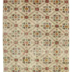 Damalı Modern Dizayn Geometrik Sarı Pamuk Üstü Yün El Dokuma Halı-170x257