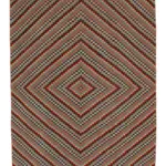 Damalı Modern Dizayn Geometrik Kırmızı Pamuk Üstü Yün El Dokuma Halı-125x254