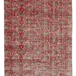 Damalı Modern Dizayn Geometrik Kırmızı Pamuk Üstü Yün El Dokuma Halı-170x265