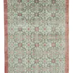 Damalı Modern Dizayn Geometrik Kırmızı Pamuk Üstü Yün El Dokuma Halı-182x287