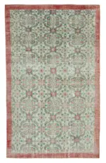 Damalı Modern Dizayn Geometrik Kırmızı Pamuk Üstü Yün El Dokuma Halı-182x287