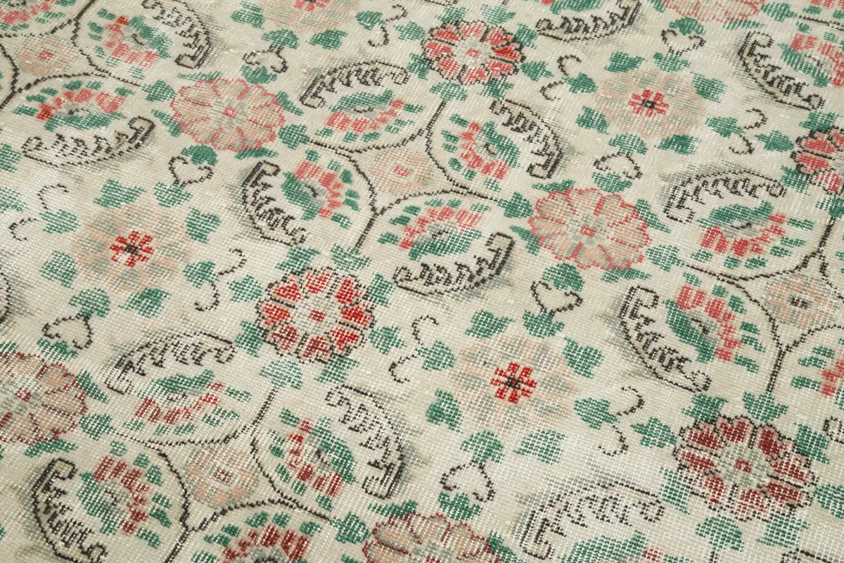 Damalı Modern Dizayn Geometrik Kırmızı Pamuk Üstü Yün El Dokuma Halı-182x287 - Görsel 5