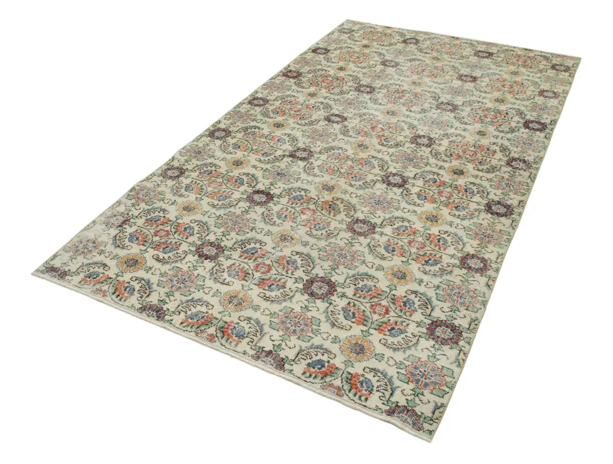 Damalı Modern Dizayn Geometrik Multi Renk Pamuk Üstü Yün El Dokuma Halı-154x274 - Görsel 3