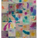 Patchwork Multi Pamuk Üzerine Yün El Dokuma Kilim-200x298