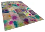 Patchwork Multi Pamuk Üzerine Yün El Dokuma Kilim-200x304 - Görsel 2