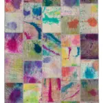 Patchwork Multi Pamuk Üzerine Yün El Dokuma Kilim-198x302