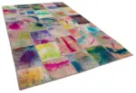 Patchwork Multi Pamuk Üzerine Yün El Dokuma Kilim-198x302 - Görsel 2