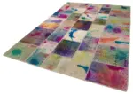 Patchwork Multi Pamuk Üzerine Yün El Dokuma Kilim-206x306 - Görsel 3