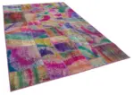 Patchwork Multi Pamuk Üzerine Yün El Dokuma Kilim-200x300 - Görsel 2