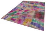Patchwork Multi Pamuk Üzerine Yün El Dokuma Kilim-200x300 - Görsel 3