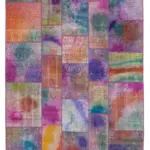 Patchwork Multi Pamuk Üzerine Yün El Dokuma Kilim-200x300