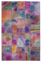 Patchwork Multi Pamuk Üzerine Yün El Dokuma Kilim-200x300
