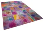 Patchwork Multi Pamuk Üzerine Yün El Dokuma Kilim-200x300 - Görsel 2