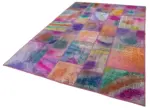 Patchwork Multi Pamuk Üzerine Yün El Dokuma Kilim-200x300 - Görsel 3