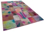 Patchwork Multi Pamuk Üzerine Yün El Dokuma Kilim-198x300 - Görsel 2
