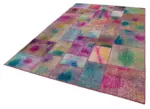 Patchwork Multi Pamuk Üzerine Yün El Dokuma Kilim-198x300 - Görsel 3