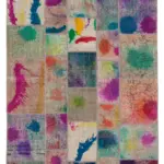 Patchwork Multi Pamuk Üzerine Yün El Dokuma Kilim-203x302