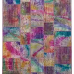 Patchwork Multi Pamuk Üzerine Yün El Dokuma Kilim-202x300