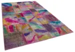 Patchwork Multi Pamuk Üzerine Yün El Dokuma Kilim-202x300 - Görsel 2