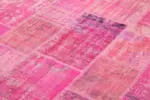 Patchwork Pembe Pamuk Üzerine Yün El Dokuma Kilim-202x303 - Görsel 5