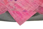 Patchwork Pembe Pamuk Üzerine Yün El Dokuma Kilim-202x303 - Görsel 6