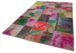Patchwork Multi Pamuk Üzerine Yün El Dokuma Kilim-198x302 - Görsel 3