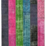 Patchwork Multi Pamuk Üzerine Yün El Dokuma Kilim-200x300