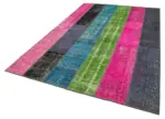 Patchwork Multi Pamuk Üzerine Yün El Dokuma Kilim-200x300 - Görsel 3