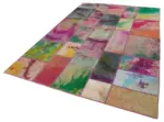 Patchwork Multi Pamuk Üzerine Yün El Dokuma Kilim-198x300 - Görsel 3