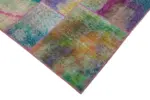 Patchwork Multi Pamuk Üzerine Yün El Dokuma Kilim-198x301 - Görsel 4