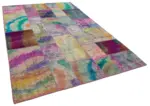 Patchwork Multi Pamuk Üzerine Yün El Dokuma Kilim-197x301 - Görsel 2