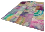 Patchwork Multi Pamuk Üzerine Yün El Dokuma Kilim-197x301 - Görsel 3