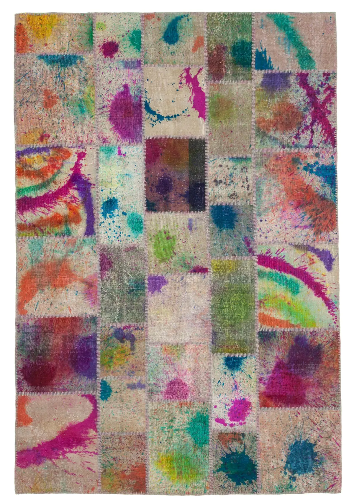 Rc_31383_0_Multicolor_Patchwork_Rugs Patchwork Multi Pamuk Üzerine Yün El Dokuma Kilim-204x302 - Görsel 1