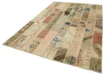 Patchwork Bej Pamuk Üzerine Yün El Dokuma Kilim-201x300 - Görsel 3