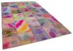 Patchwork Multi Pamuk Üzerine Yün El Dokuma Kilim-200x302 - Görsel 2