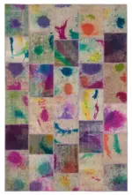 Patchwork Multi Pamuk Üzerine Yün El Dokuma Kilim-200x300