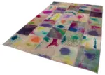 Patchwork Multi Pamuk Üzerine Yün El Dokuma Kilim-200x300 - Görsel 3